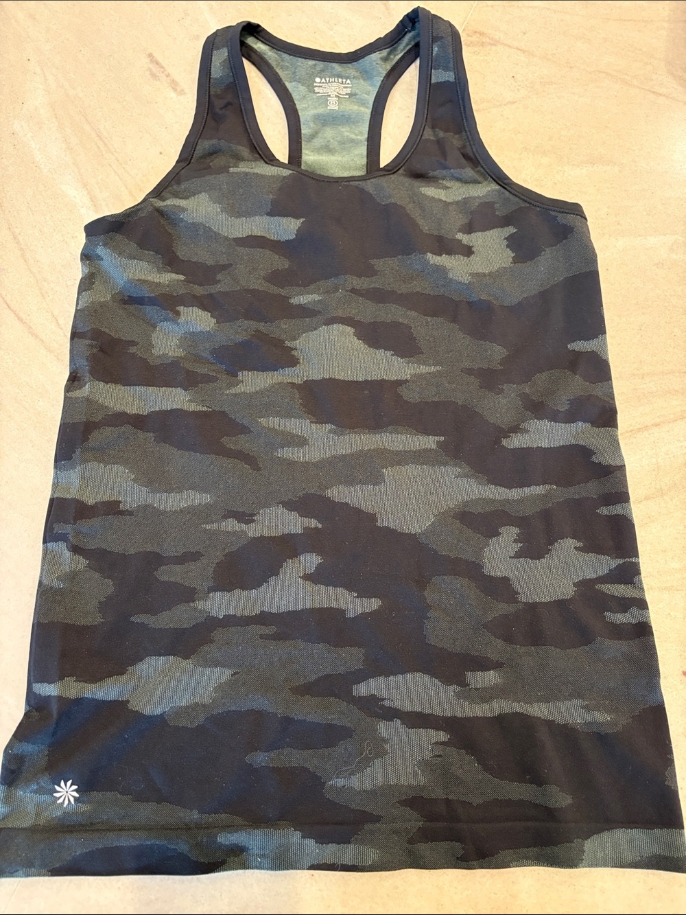 Athleta Momentum Camo Racerback Tank - Grey & Black